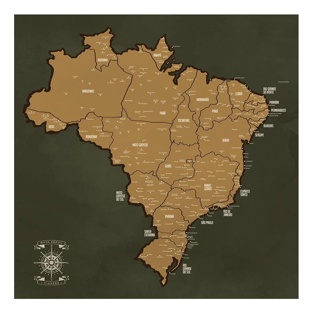 Mapa do Brasil - On The Wall Quadros Personalizados