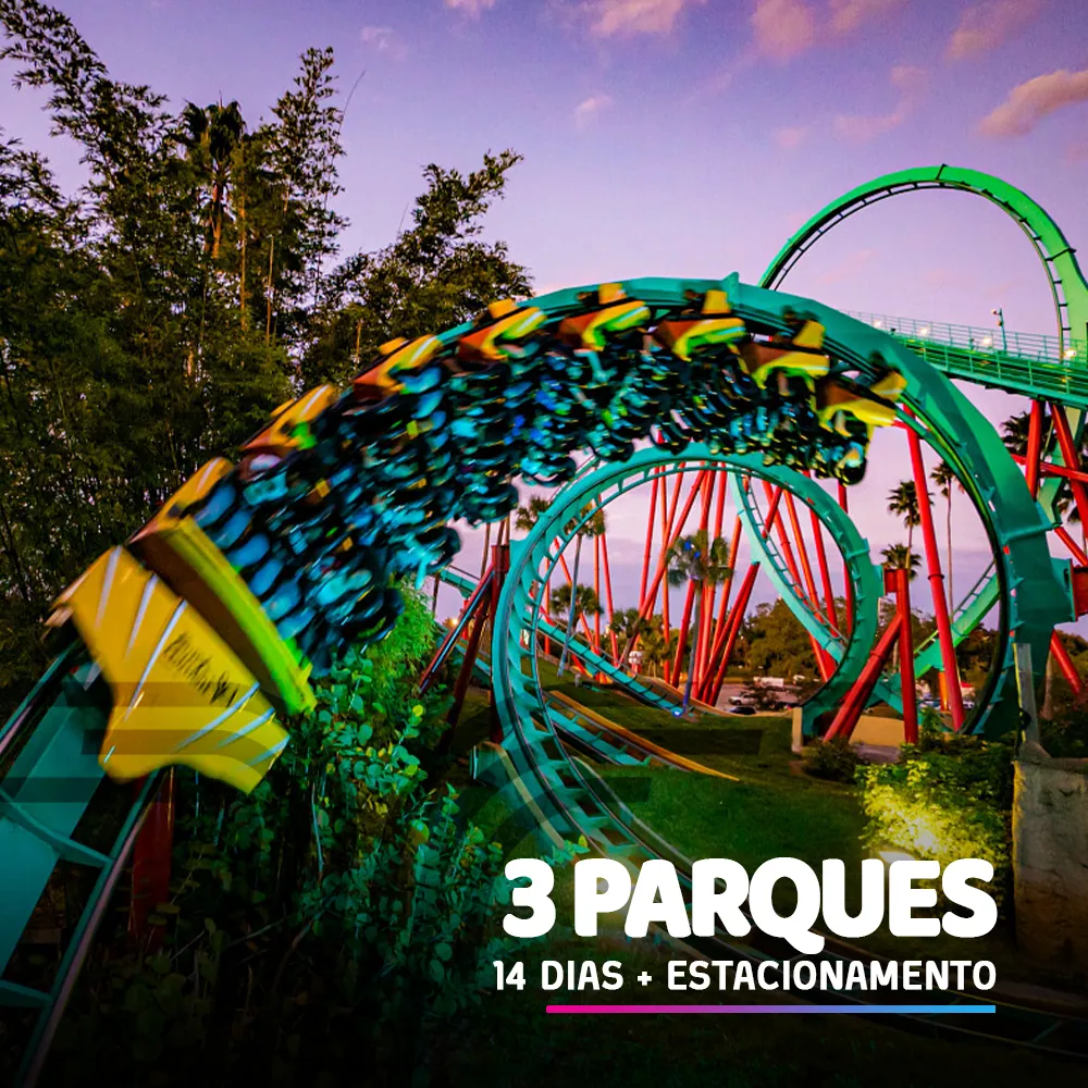 SEAWORLD + BUSCH GARDENS + AQUATICA - 14 DIAS COM ESTACIONAMENTO