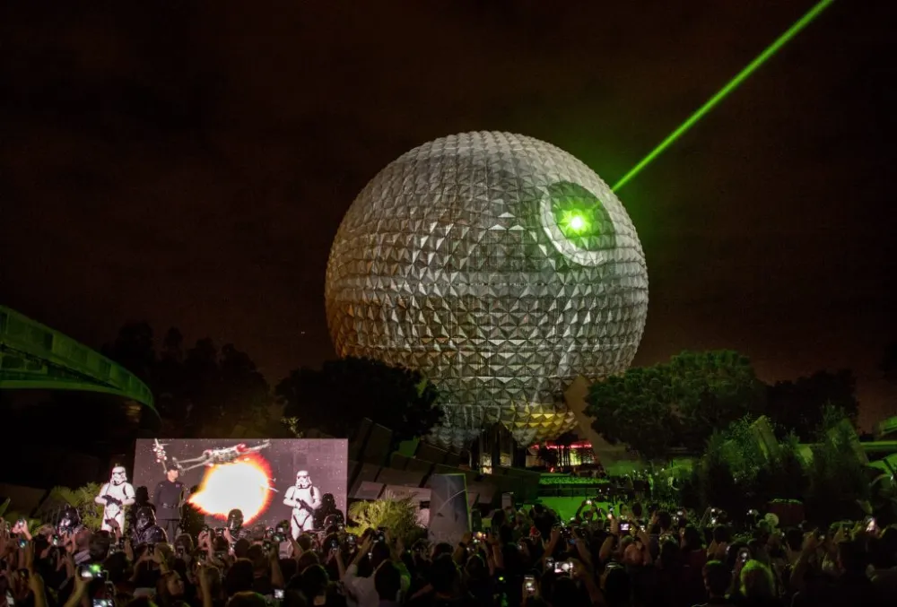 Spaceship Earth at Epcot Transforms Into Star Wars Death Star