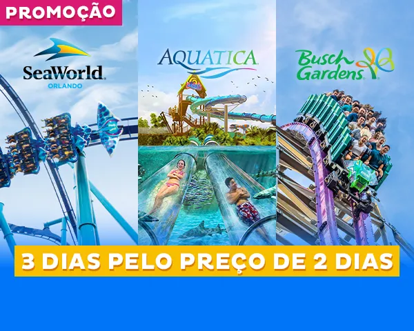 Ingresso SeaWorld Orlando e Busch Gardens Tampa - PROMOCIONAL 2 dias / Ganha +1 Dia