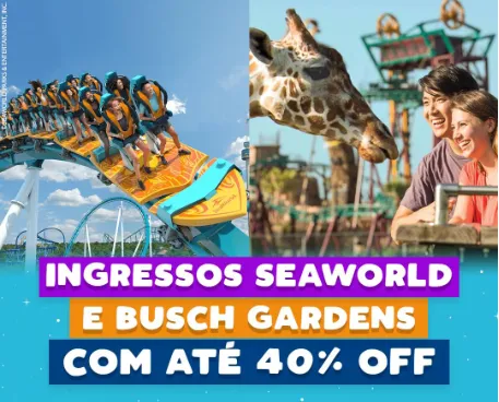 Ingresso PROMOCIONAL 1 Dia - Sea World ou Busch Gardens com até 40% de Desconto